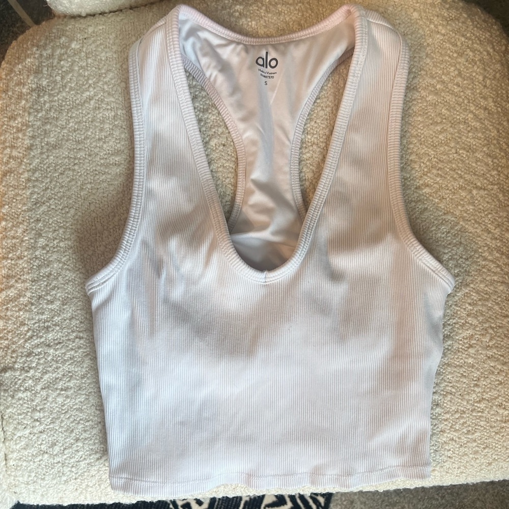 COPY - Alo Goddess ribbed cropped racer back tank size S
